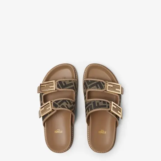 Fendi Double-band flat slides with decorative FF Tube buckles | Thumbnail 4 Fendi Double-band flat slides with decorative FF Tube buckles | Thumbnail 4