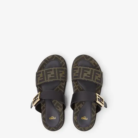Fendi Double-band flat slides with FF Tube decorative buckle | Thumbnail 4