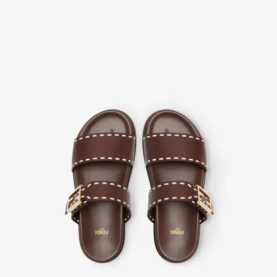 Fendi Double-band flat slides with FF Baguette decorative buckle | Thumbnail 4 Fendi Double-band flat slides with FF Baguette decorative buckle | Thumbnail 4