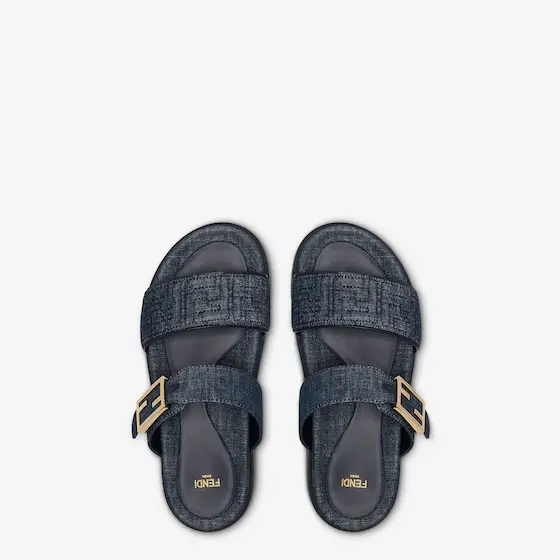 Fendi Double-band flat slides with FF Tube decorative buckle | Thumbnail 4 Fendi Double-band flat slides with FF Tube decorative buckle | Thumbnail 4