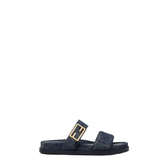 Fendi Double-band flat slides with FF Tube decorative buckle | Image 1 Fendi Double-band flat slides with FF Tube decorative buckle | Image 1