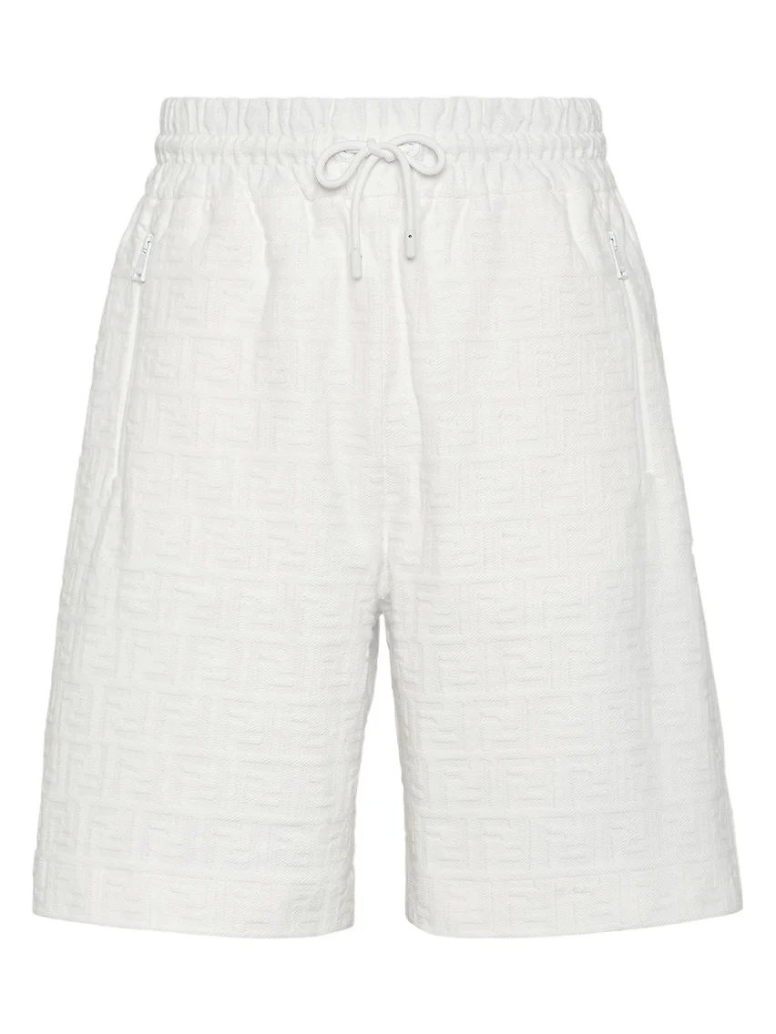 Fendi Short Pants in White FF Cotton