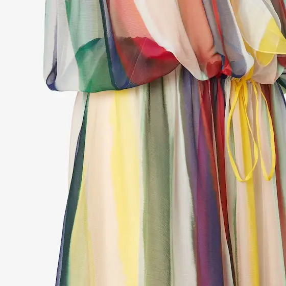 Fendi Silk Chiffon Dress with Multicolor Stripes | Thumbnail 3 Fendi Silk Chiffon Dress with Multicolor Stripes | Thumbnail 3