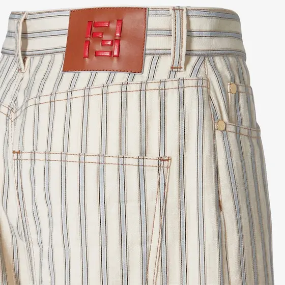 Fendi FF Denim Pants with Light Blue Stripes | Thumbnail 3 Fendi FF Denim Pants with Light Blue Stripes | Thumbnail 3