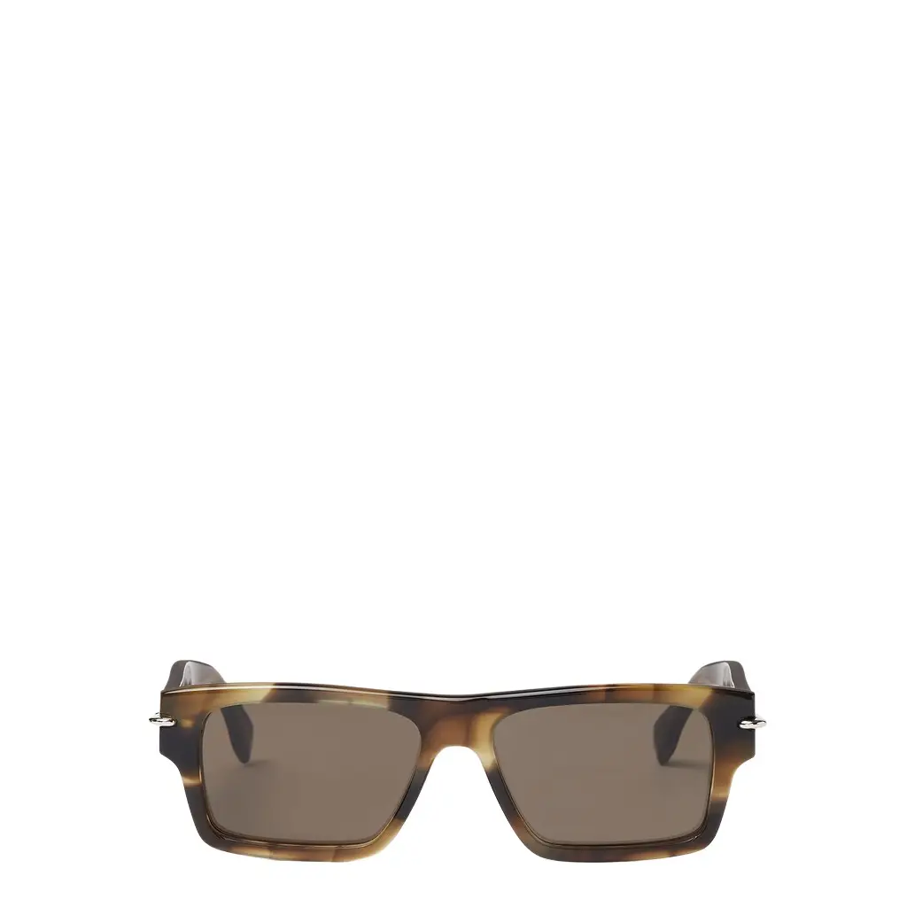 Fendi Rectangular Selleria glasses in khaki horn-effect | Image 1 Fendi Rectangular Selleria glasses in khaki horn-effect | Image 1