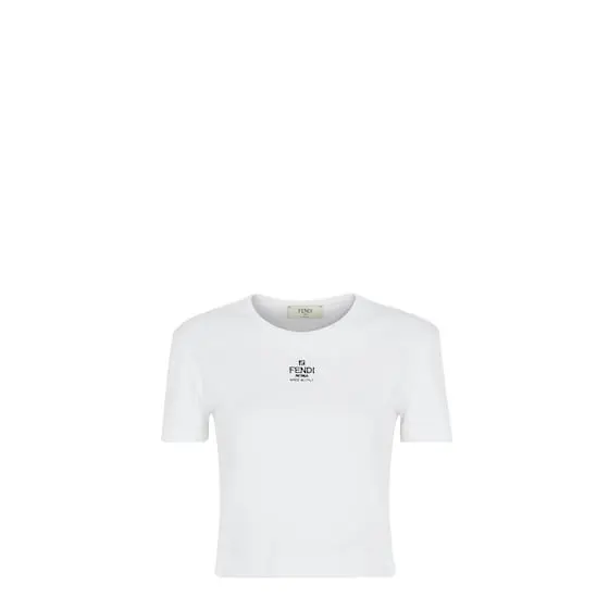 Fendi Cropped slim-fitting top with crew neck and short sleeves | Image 1 Fendi Cropped slim-fitting top with crew neck and short sleeves | Image 1
