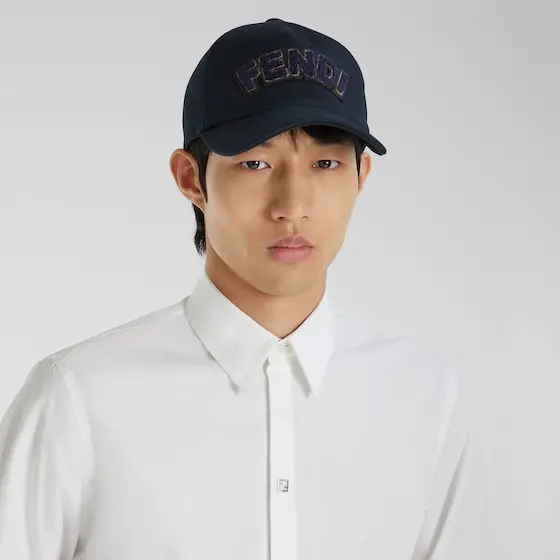 Fendi Baseball cap with semi-stiff peak made entirely of blue | Thumbnail 3