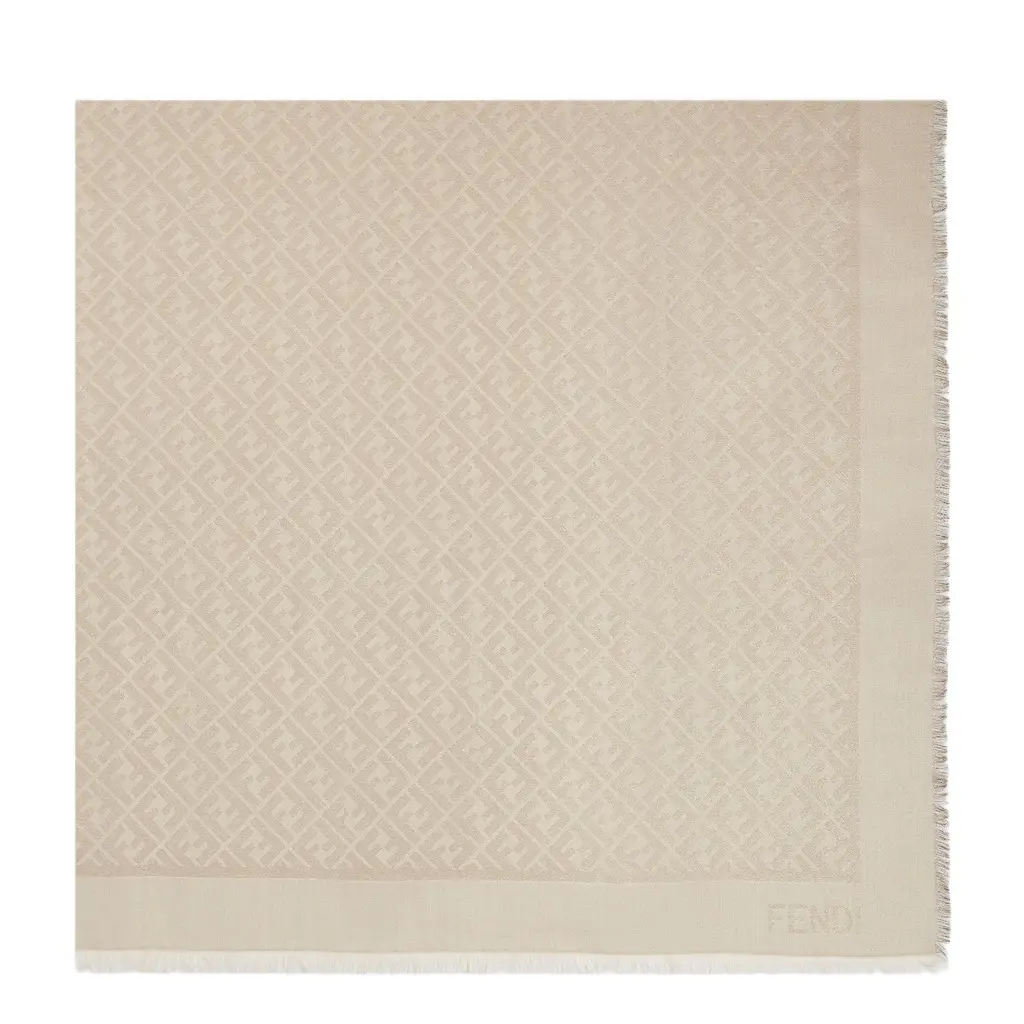Fendi Large square shawl made in a soft, cream wool and silk | Image 1 Fendi Large square shawl made in a soft, cream wool and silk | Image 1