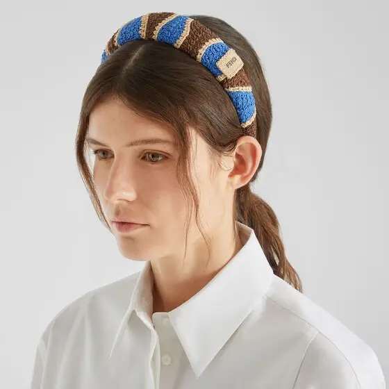 Fendi Hair band covered in cotton and raffia yarn with wave | Thumbnail 2 Fendi Hair band covered in cotton and raffia yarn with wave | Thumbnail 2