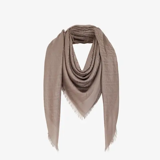 Fendi Large square shawl made in a soft, dove grey wool and silk | Thumbnail 2 Fendi Large square shawl made in a soft, dove grey wool and silk | Thumbnail 2