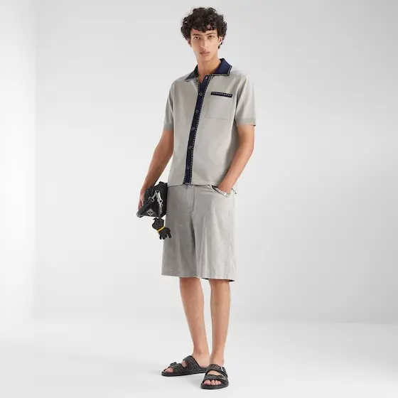 Fendi Short-sleeved cardigan with collar and left-side breast | Thumbnail 4