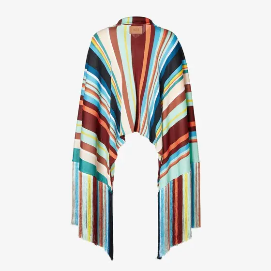Fendi Viscose Yarn Striped Poncho | Thumbnail 2 Fendi Viscose Yarn Striped Poncho | Thumbnail 2