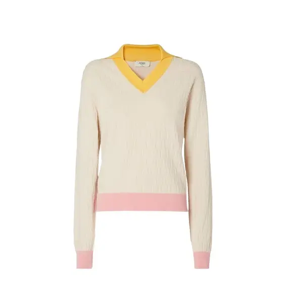 Fendi Long-sleeved jumper with collar, V-neck and a double layer | Image 1 Fendi Long-sleeved jumper with collar, V-neck and a double layer | Image 1