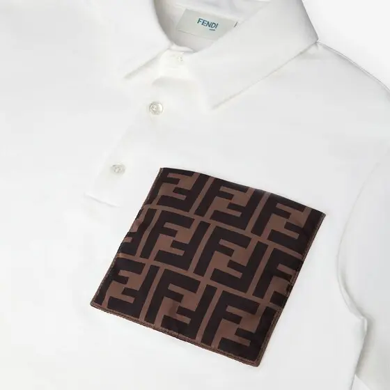 Fendi Jersey Junior Polo Shirt with FF Logo Detail | Thumbnail 3