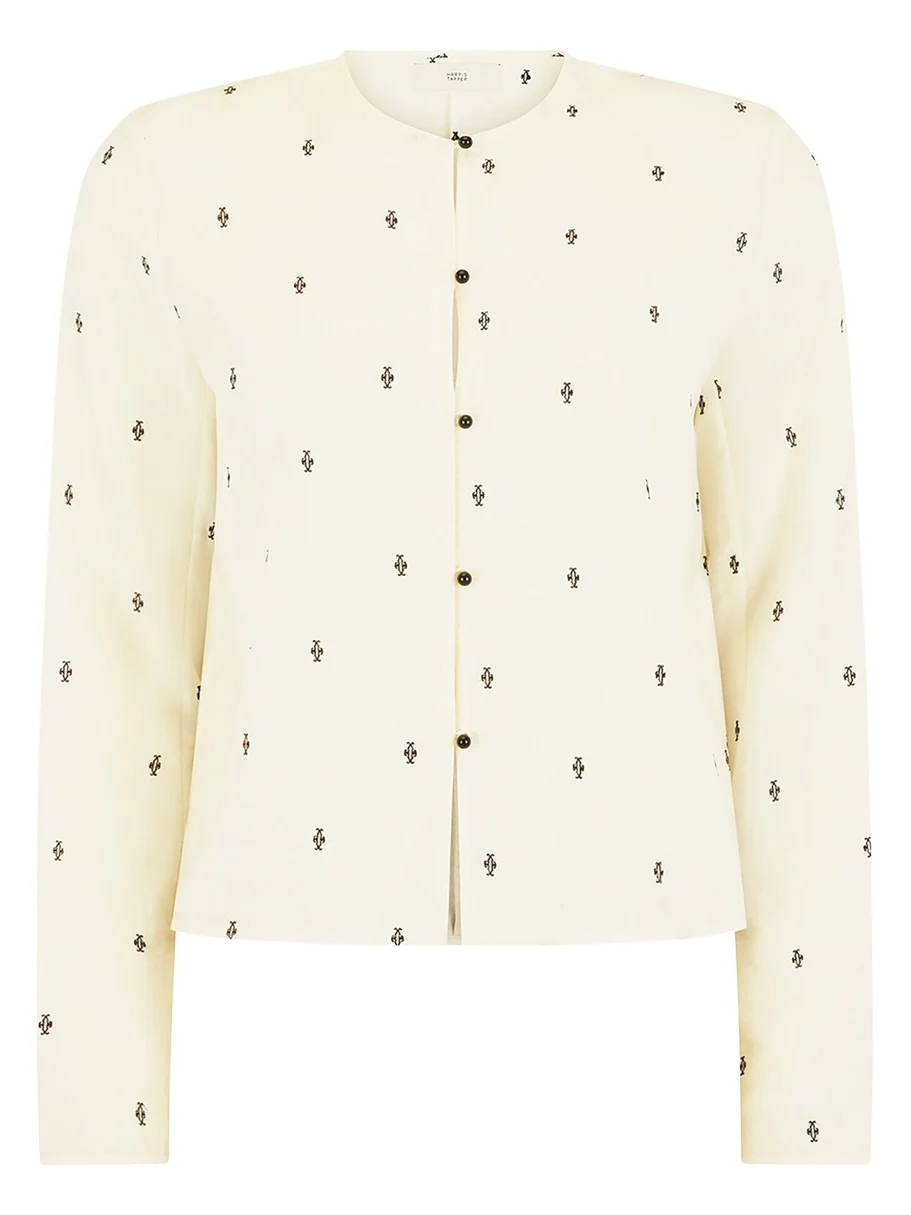 Exclusive Eileen Embroidered Silk-Blend Top