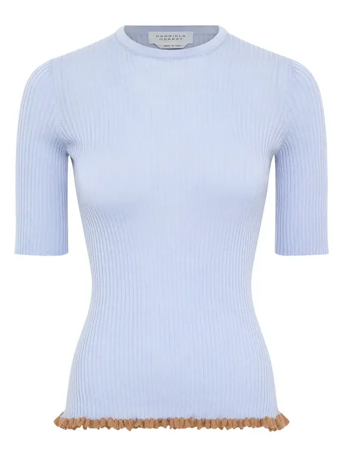 Gabriela Hearst Mireya Lace-Trimmed Ribbed Wool-Silk Top