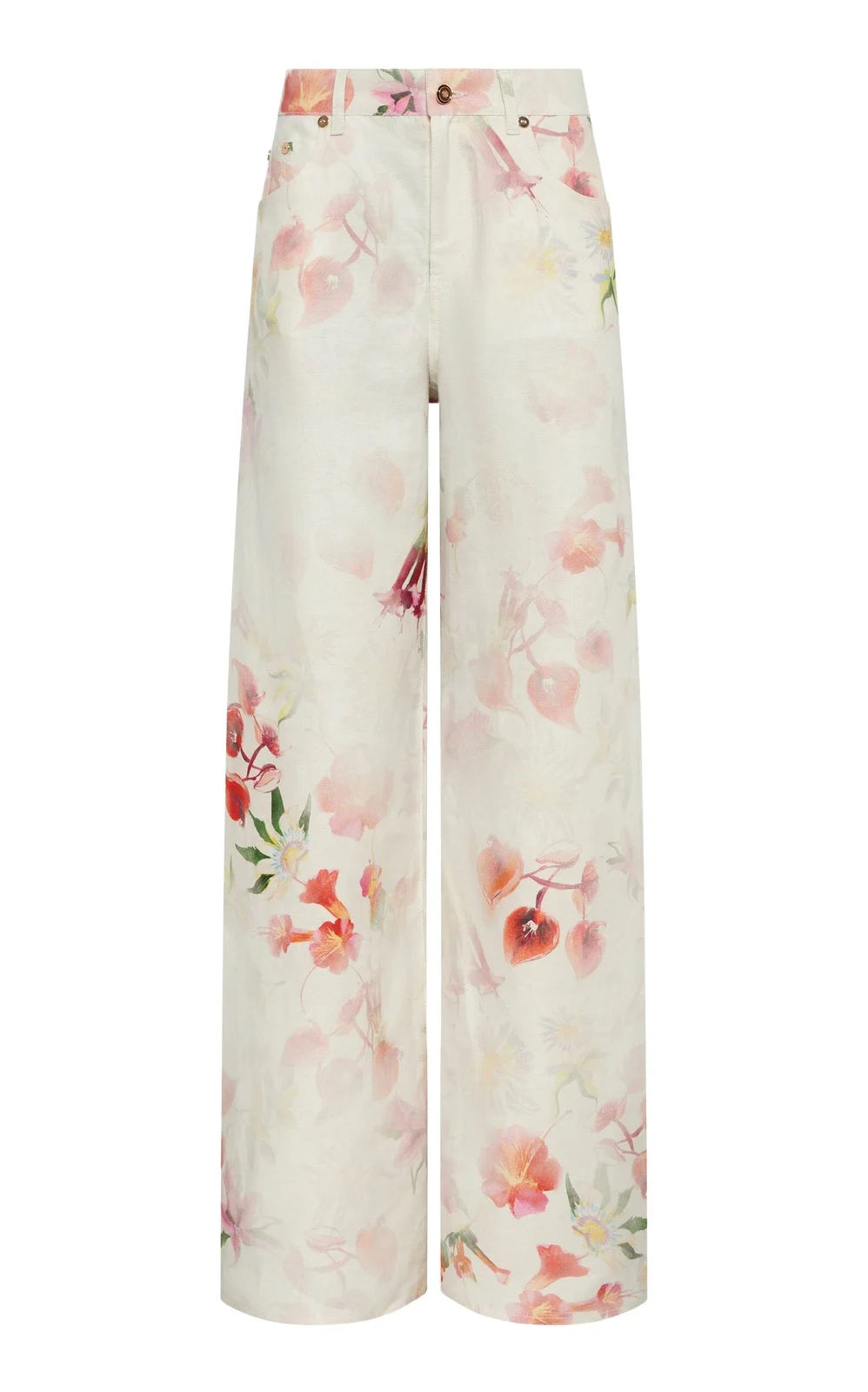 Amoret Printed Linen Barrel-Leg Jeans Amoret Printed Linen Barrel-Leg Jeans