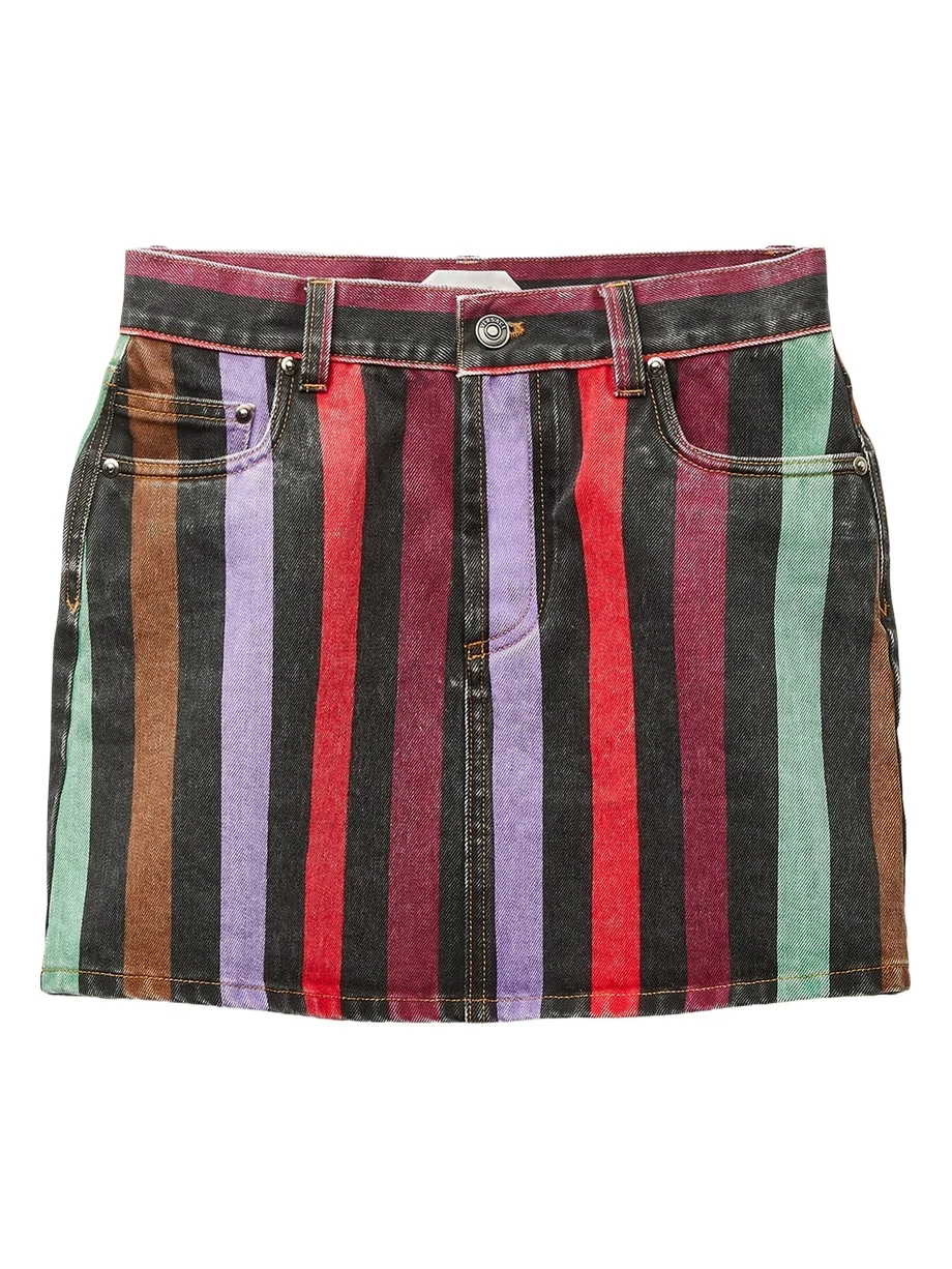 Striped Denim Mini Skirt Striped Denim Mini Skirt