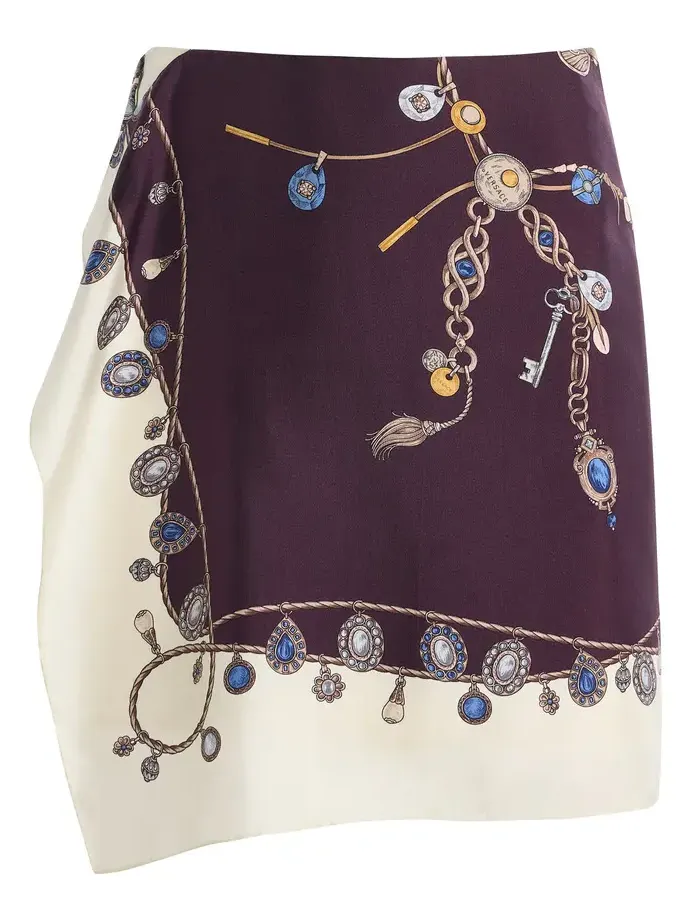Versace Stolen Jewels Silk-Twill Mini Skirt