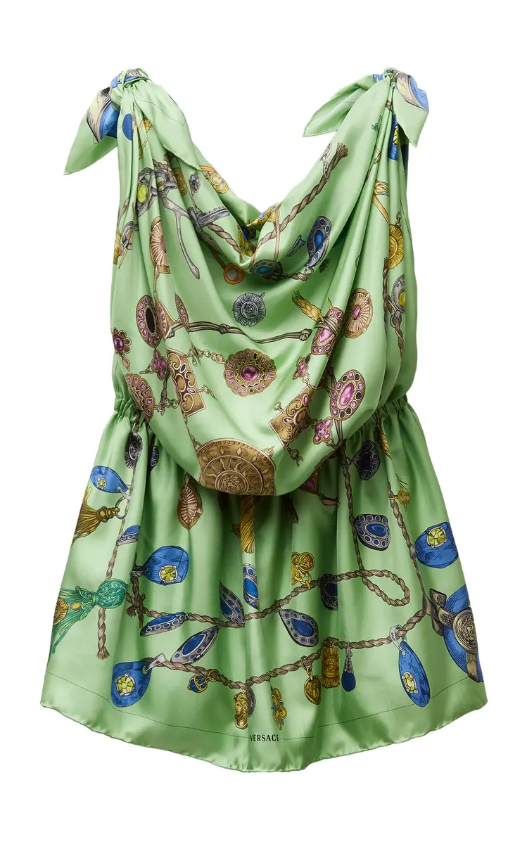Versace Broken Jewels Silk Scarf Mini Dress | Thumbnail 4