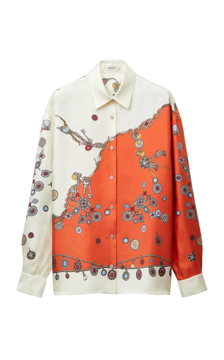 Versace Stolen Jewels Printed Silk-Twill Top | Thumbnail 4