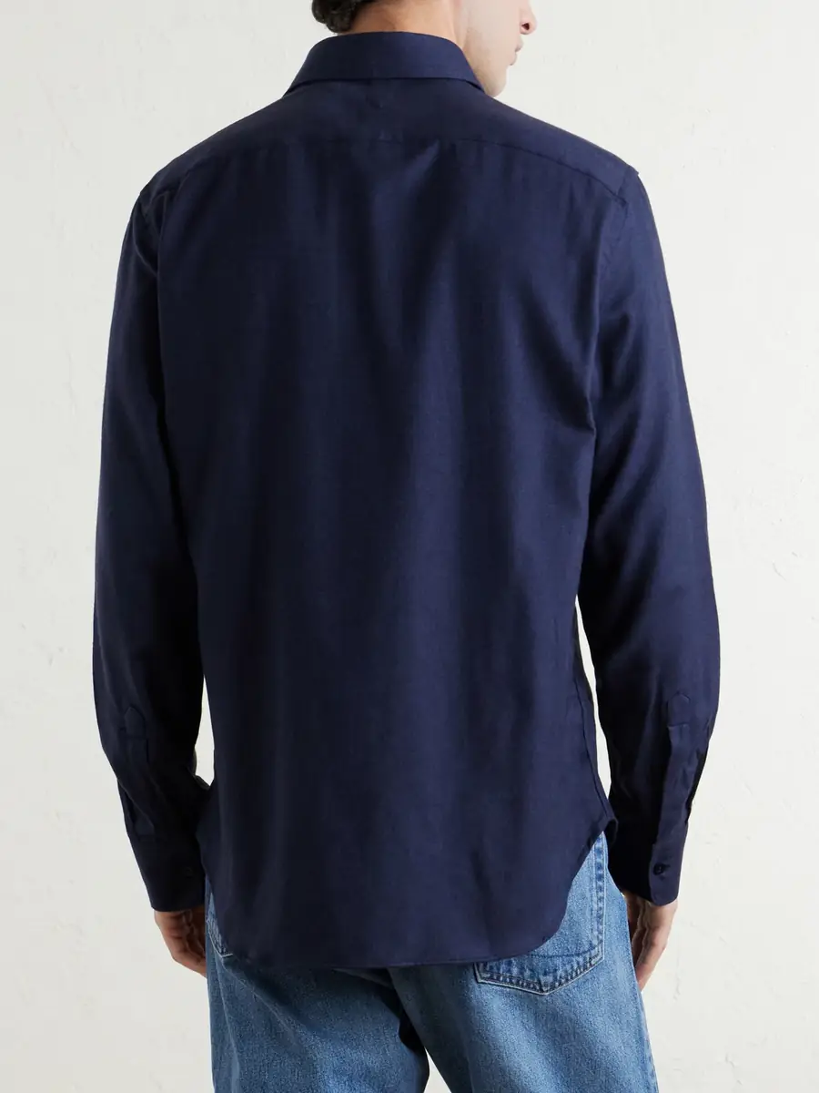 Canali Herringbone Cotton and Lyocell-Blend Shirt - Men | Thumbnail 4