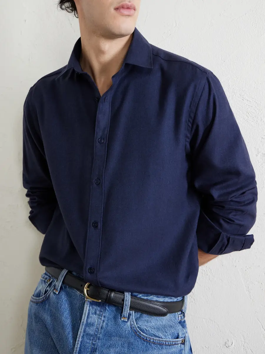 Canali Herringbone Cotton and Lyocell-Blend Shirt - Men | Thumbnail 5