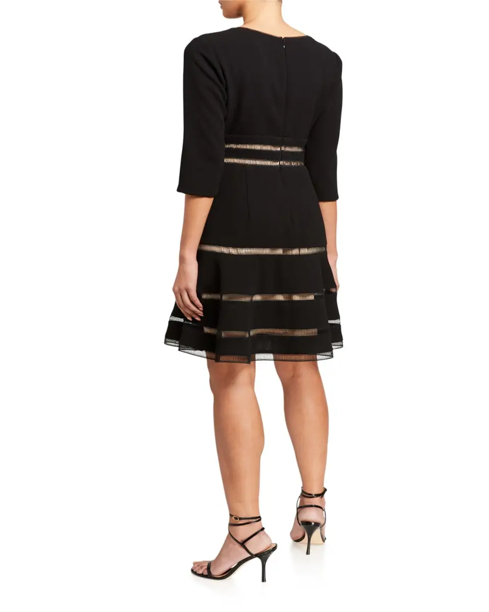 Shani Shemer Surplice 1/2-Sleeve Crepe Fit-&-Flare Dress w/ Trim | Thumbnail 3 Shani Shemer Surplice 1/2-Sleeve Crepe Fit-&-Flare Dress w/ Trim | Thumbnail 3