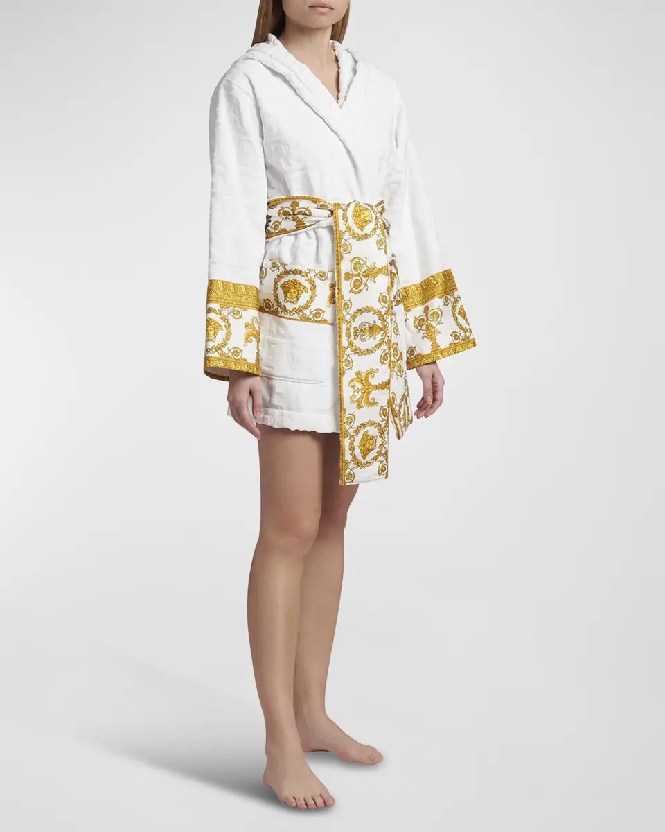 Versace I Heart Baroque Hooded Short Bathrobe | Thumbnail 2 Versace I Heart Baroque Hooded Short Bathrobe | Thumbnail 2