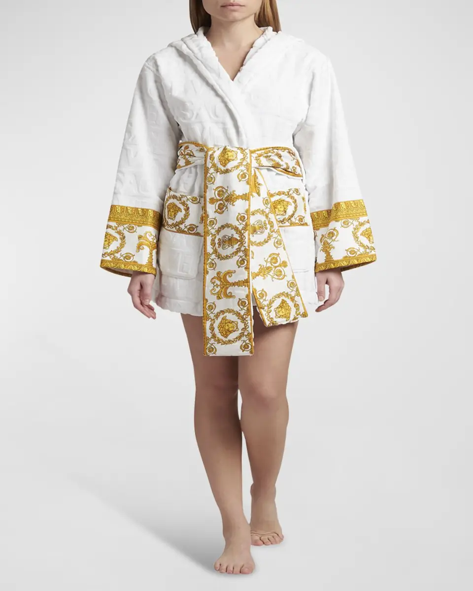 Versace I Heart Baroque Hooded Short Bathrobe | Thumbnail 4 Versace I Heart Baroque Hooded Short Bathrobe | Thumbnail 4