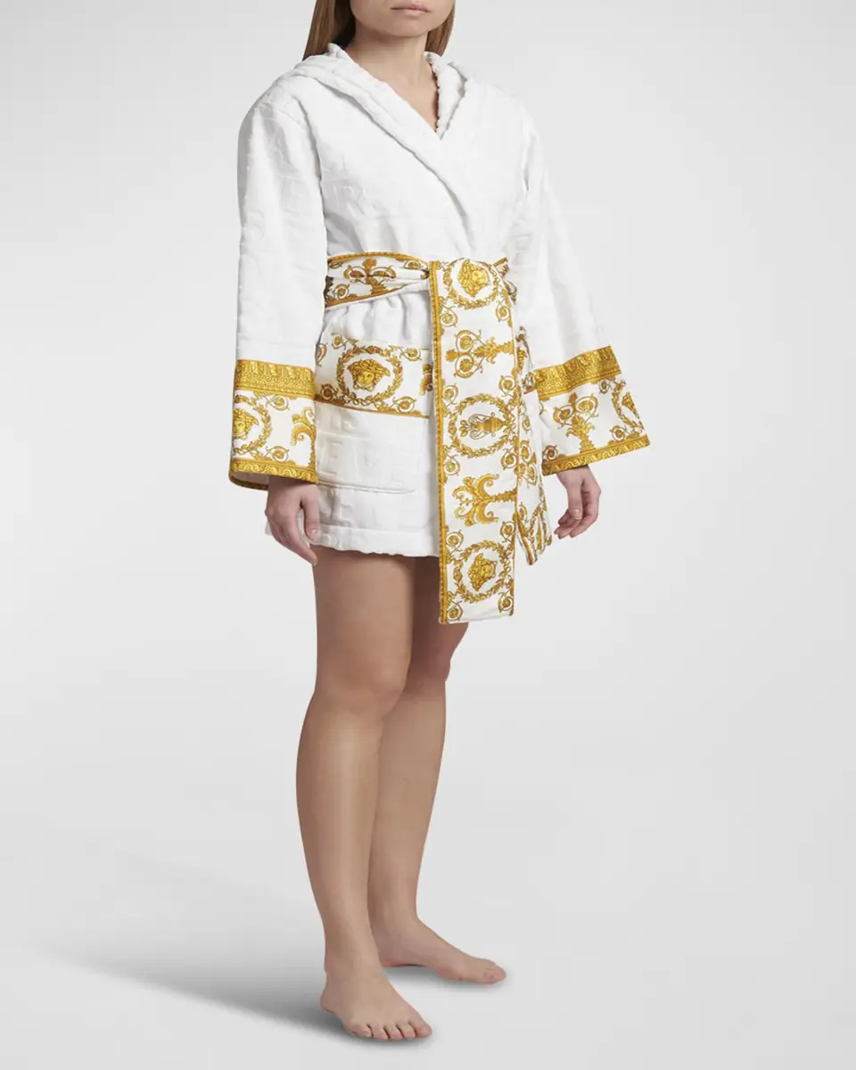 Versace I Heart Baroque Hooded Short Bathrobe | Thumbnail 5 Versace I Heart Baroque Hooded Short Bathrobe | Thumbnail 5