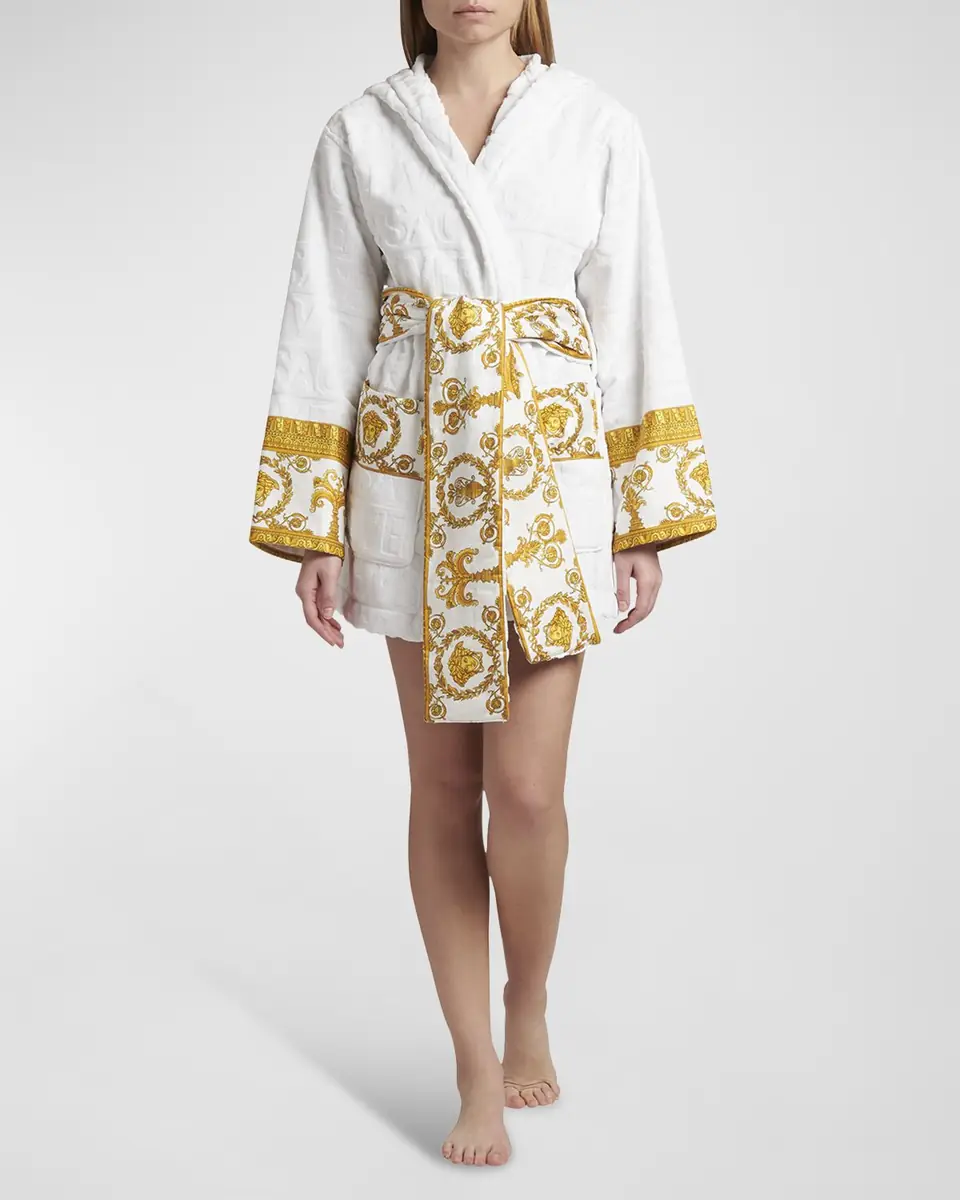 Versace I Heart Baroque Hooded Short Bathrobe | Thumbnail 6 Versace I Heart Baroque Hooded Short Bathrobe | Thumbnail 6
