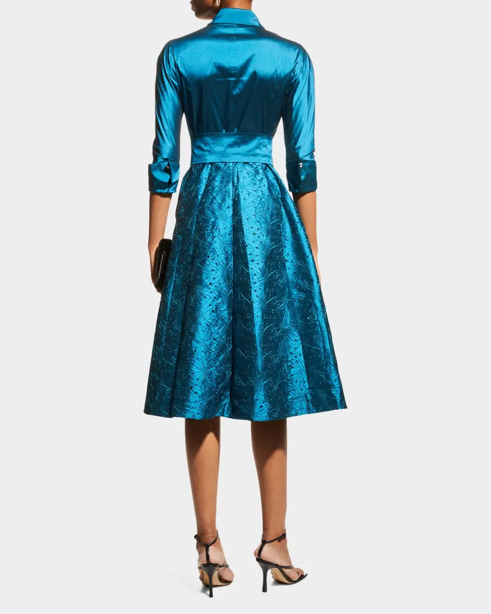 Rickie Freeman for Teri Jon Taffeta Shirt Dress w/ Eyelet Skirt | Thumbnail 3 Rickie Freeman for Teri Jon Taffeta Shirt Dress w/ Eyelet Skirt | Thumbnail 3