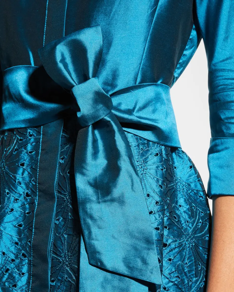 Rickie Freeman for Teri Jon Taffeta Shirt Dress w/ Eyelet Skirt | Thumbnail 4 Rickie Freeman for Teri Jon Taffeta Shirt Dress w/ Eyelet Skirt | Thumbnail 4