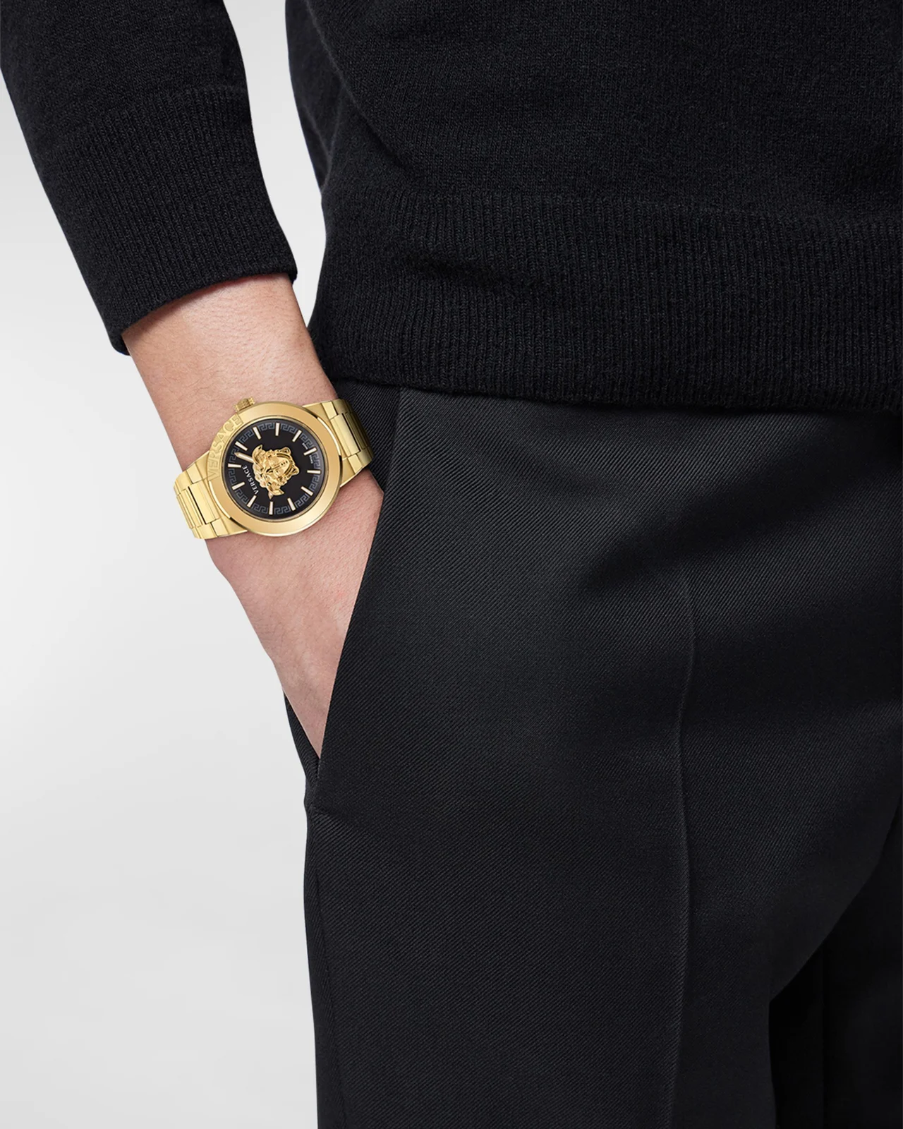 Versace Medusa Infinite IP Yellow Gold Bracelet Watch, 47mm