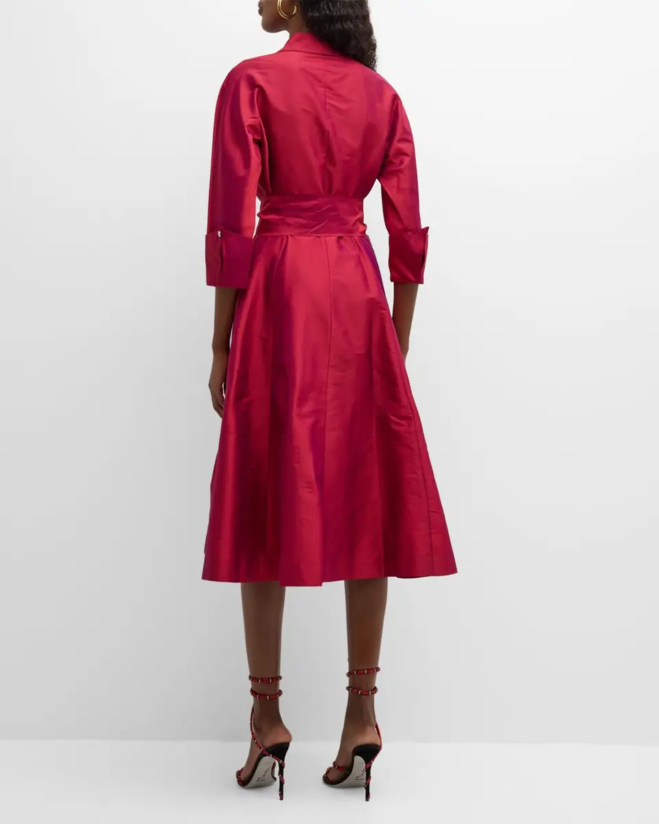Rickie Freeman for Teri Jon 3/4-Sleeve Belted Midi Shirtdress | Thumbnail 3 Rickie Freeman for Teri Jon 3/4-Sleeve Belted Midi Shirtdress | Thumbnail 3