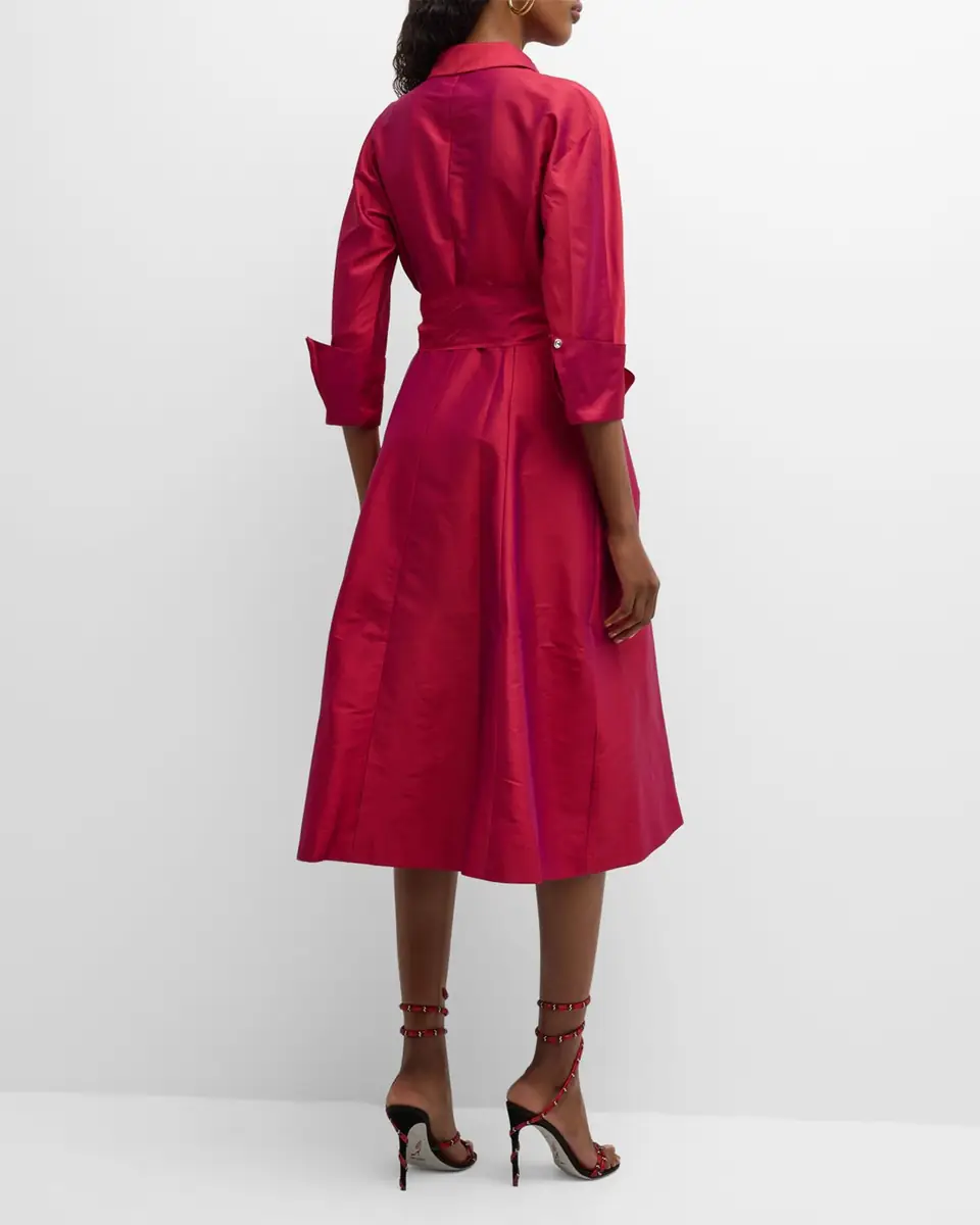 Rickie Freeman for Teri Jon 3/4-Sleeve Belted Midi Shirtdress | Thumbnail 6 Rickie Freeman for Teri Jon 3/4-Sleeve Belted Midi Shirtdress | Thumbnail 6