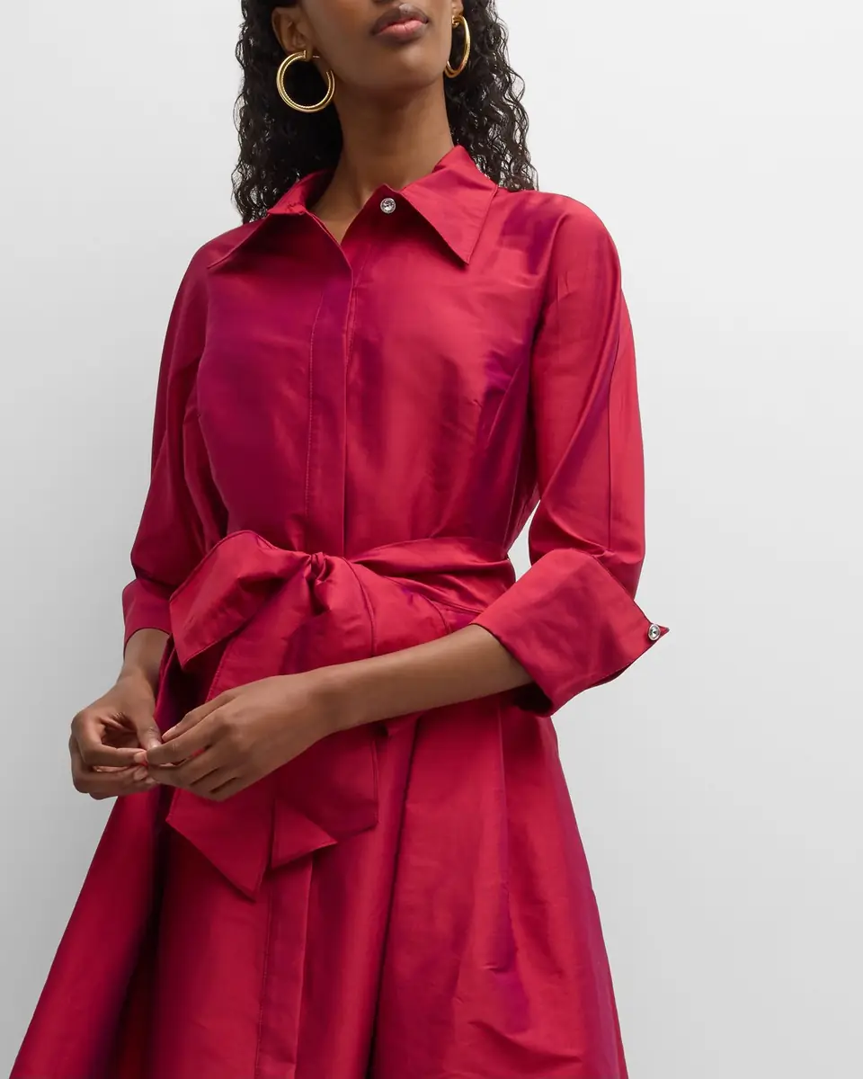 Rickie Freeman for Teri Jon 3/4-Sleeve Belted Midi Shirtdress | Thumbnail 7 Rickie Freeman for Teri Jon 3/4-Sleeve Belted Midi Shirtdress | Thumbnail 7