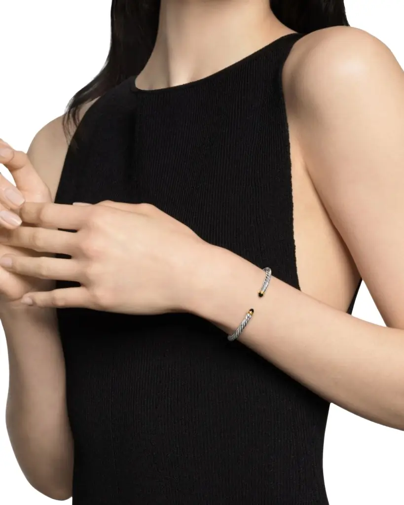 David Yurman Cable Flex Bracelet with Gemstone in Silver and 14K Gold, 4mm | Image 1 David Yurman Cable Flex Bracelet with Gemstone in Silver and 14K Gold, 4mm | Image 1