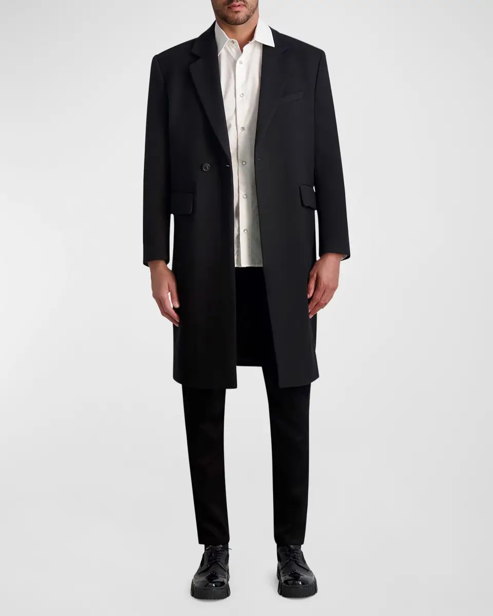 Karl Lagerfeld Paris White Label Men's One-Button Top Coat | Thumbnail 3 Karl Lagerfeld Paris White Label Men's One-Button Top Coat | Thumbnail 3