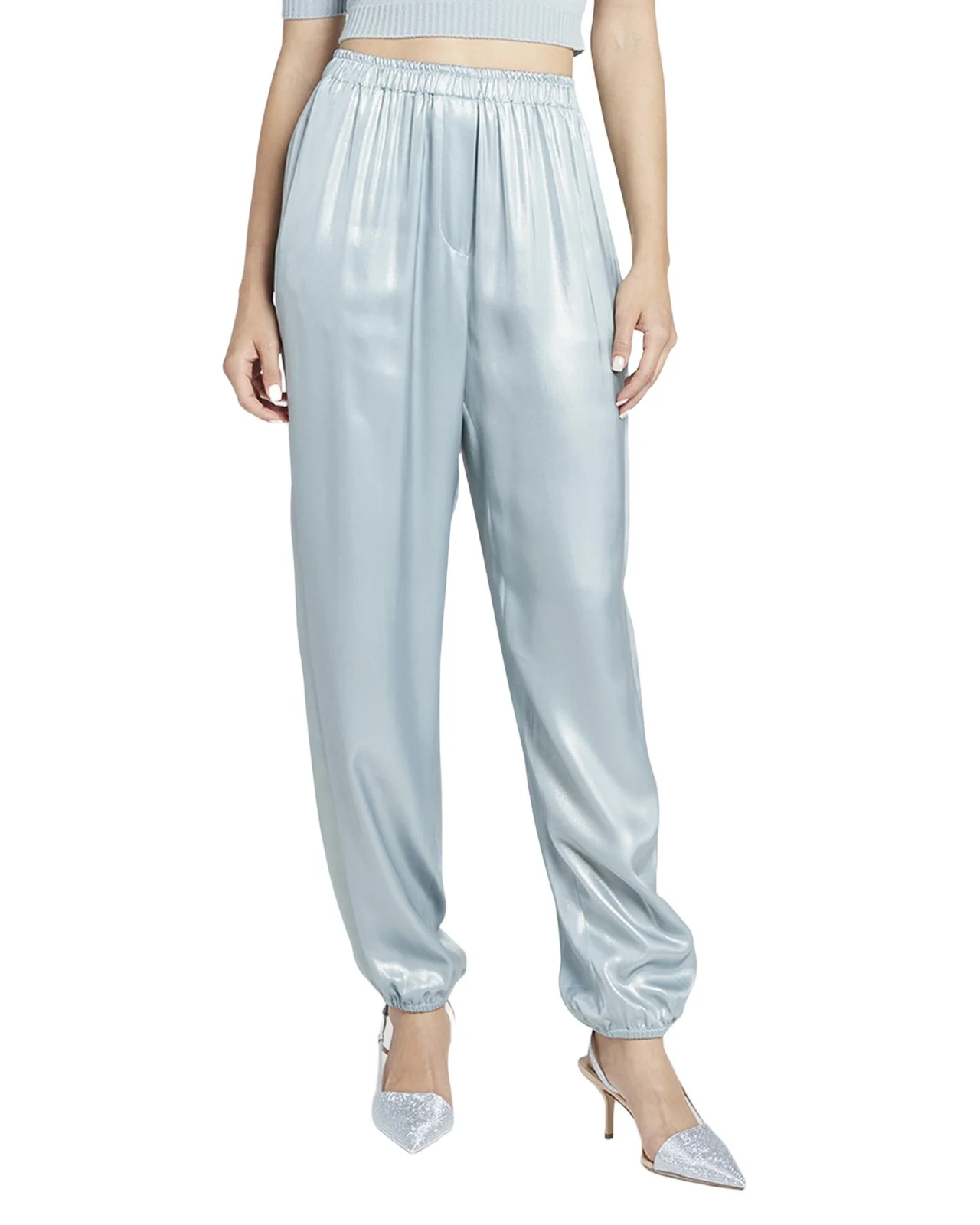 Giorgio Armani Laminated Viscose Satin Jogger Pants