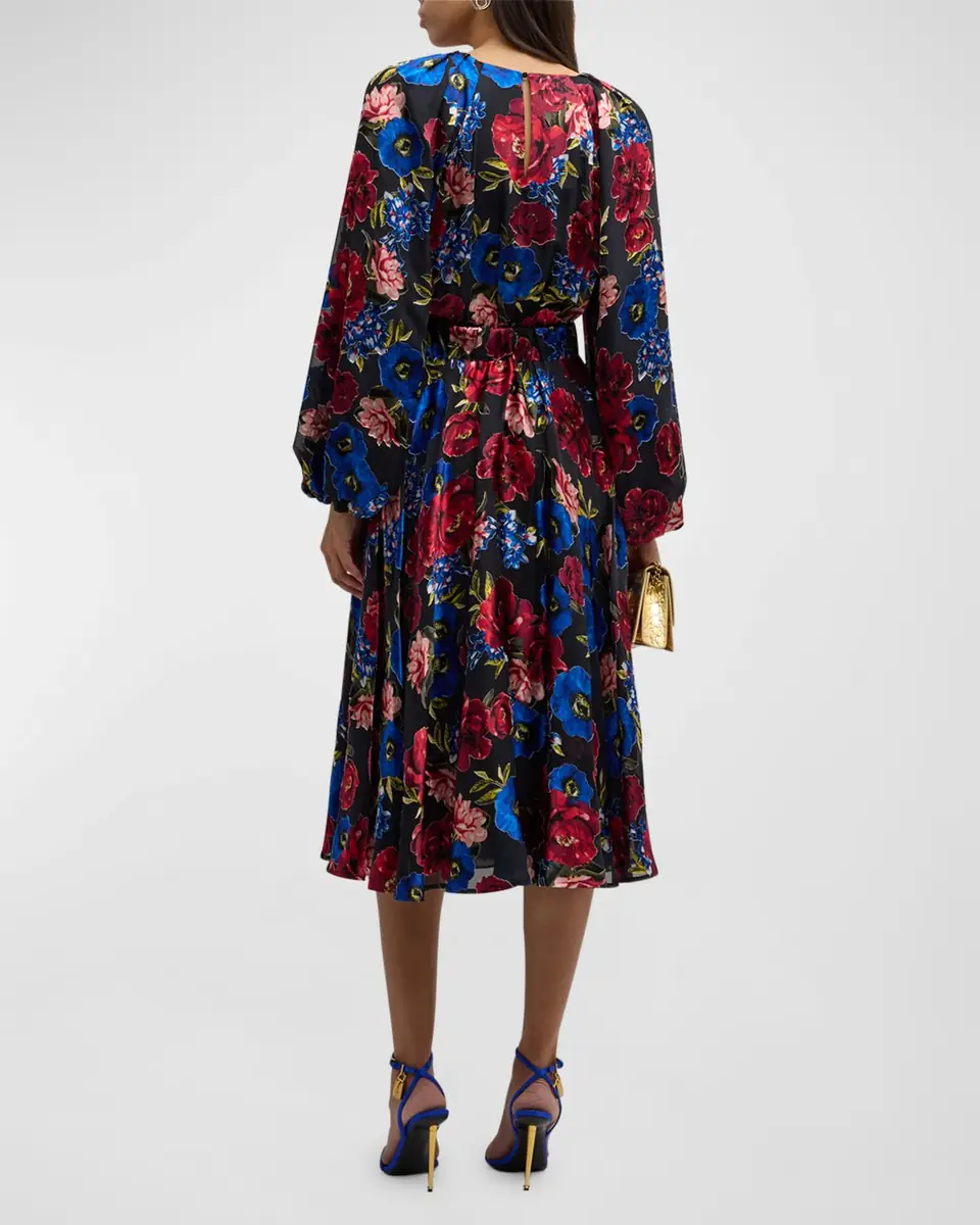 Elie Tahari The Audrey Floral-Print A-Line Midi Dress | Thumbnail 3