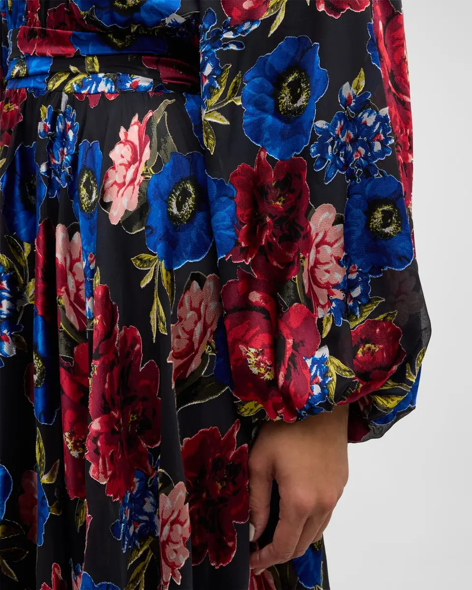 Elie Tahari The Audrey Floral-Print A-Line Midi Dress | Thumbnail 4