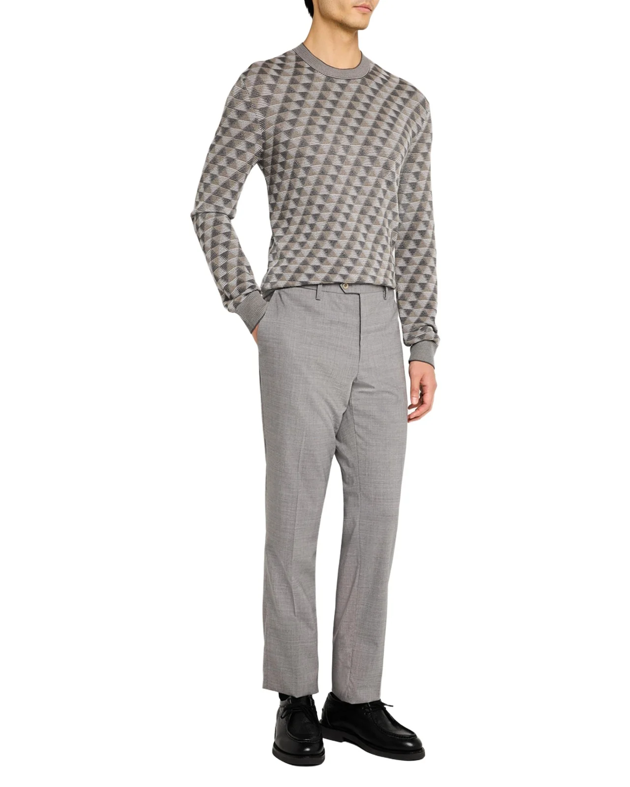 Giorgio Armani Men's Tricolor Triangle Wool Sweater