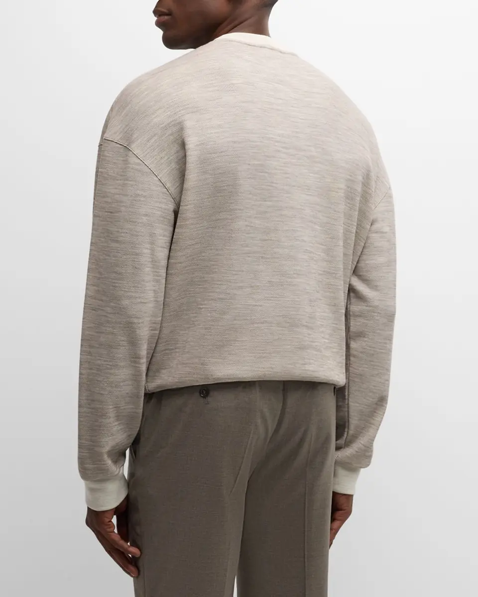 Giorgio Armani Men's Pique Wool-Blend Sweater | Thumbnail 2 Giorgio Armani Men's Pique Wool-Blend Sweater | Thumbnail 2