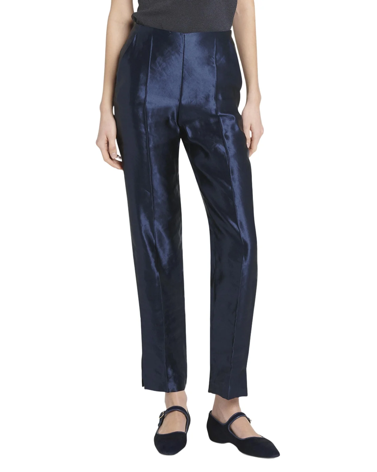 Linen Silk Straight-Leg Trousers