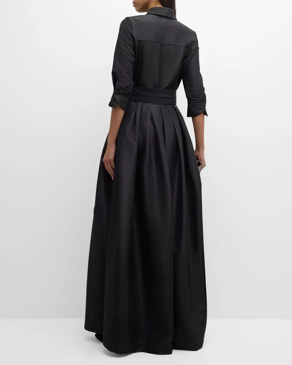 Simkhai Julip Pleated 3/4-Sleeve Shirt Gown | Thumbnail 3