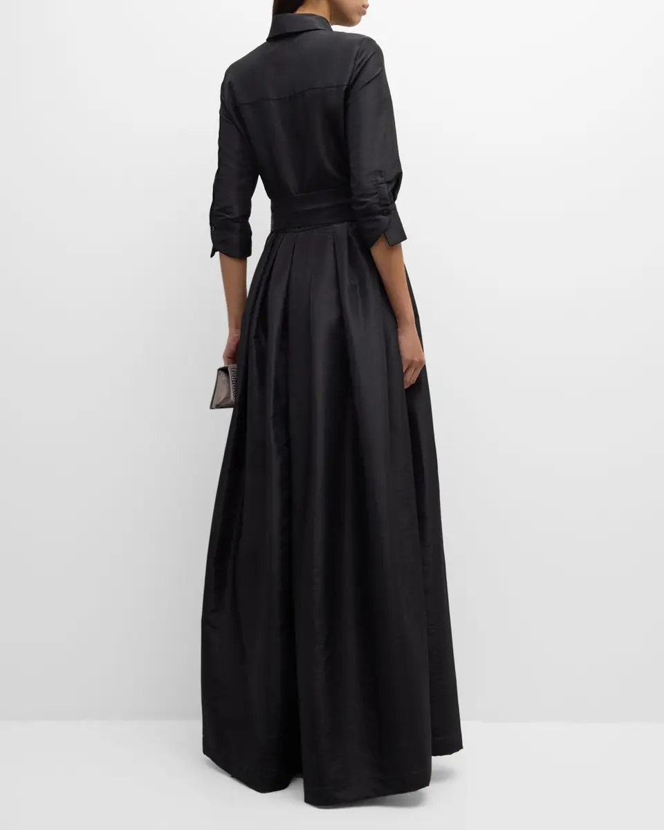 Simkhai Julip Pleated 3/4-Sleeve Shirt Gown | Thumbnail 5