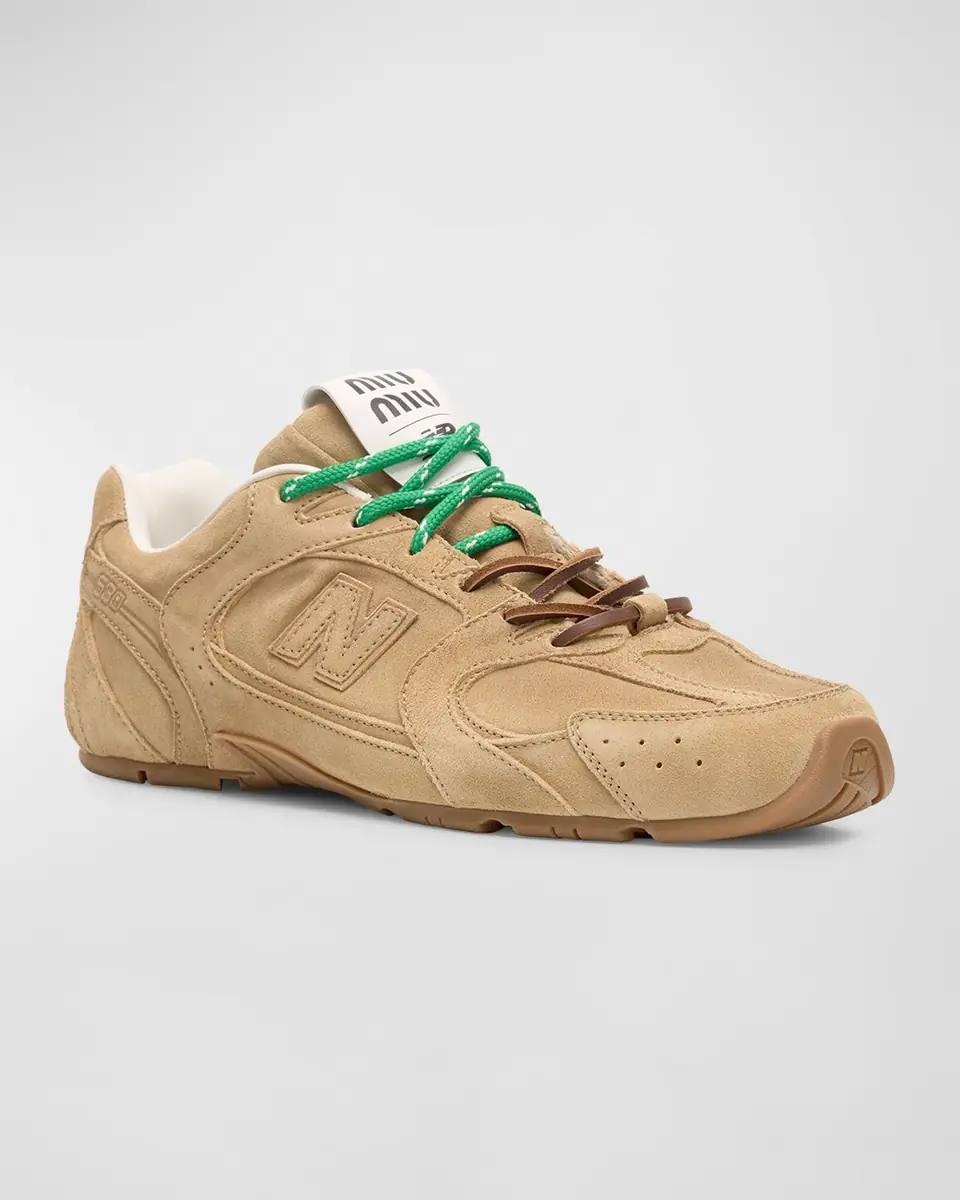 Miu Miu x New Balance Tonal Suede Double Lace Sneakers | Thumbnail 2 Miu Miu x New Balance Tonal Suede Double Lace Sneakers | Thumbnail 2