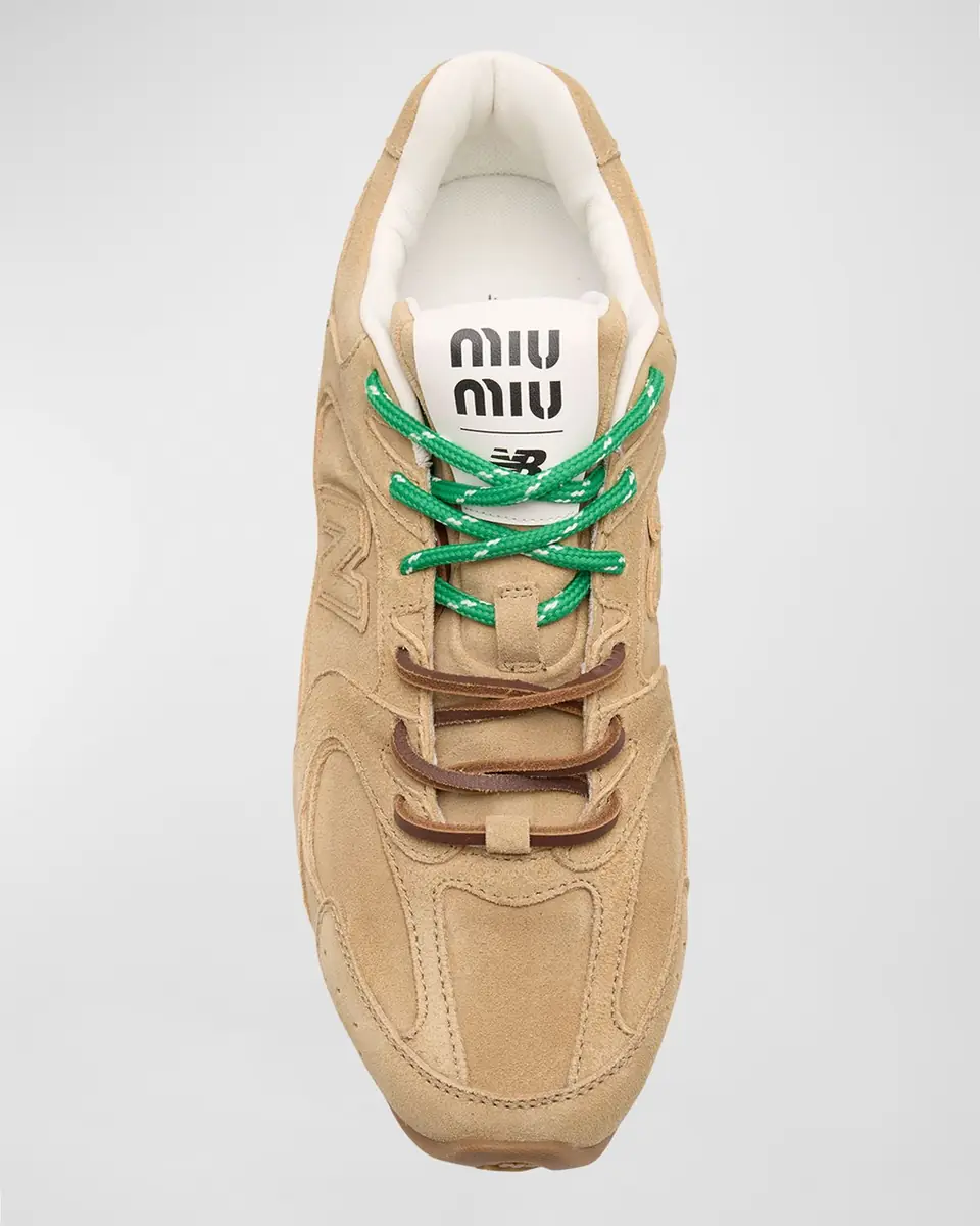 Miu Miu x New Balance Tonal Suede Double Lace Sneakers | Thumbnail 4 Miu Miu x New Balance Tonal Suede Double Lace Sneakers | Thumbnail 4